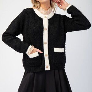 EASEL BUTTON DOWN  KNIT CARDIGAN -LONG SLEEVES -ROUNDED NECKLINE -NEW S M L
